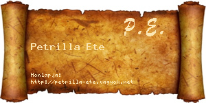 Petrilla Ete névjegykártya